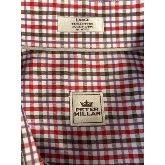 Peter Millar Men's Nanoluxe Easy Care Button-Down Long Sleeve Shirt Large Red - Picture 7 of 9